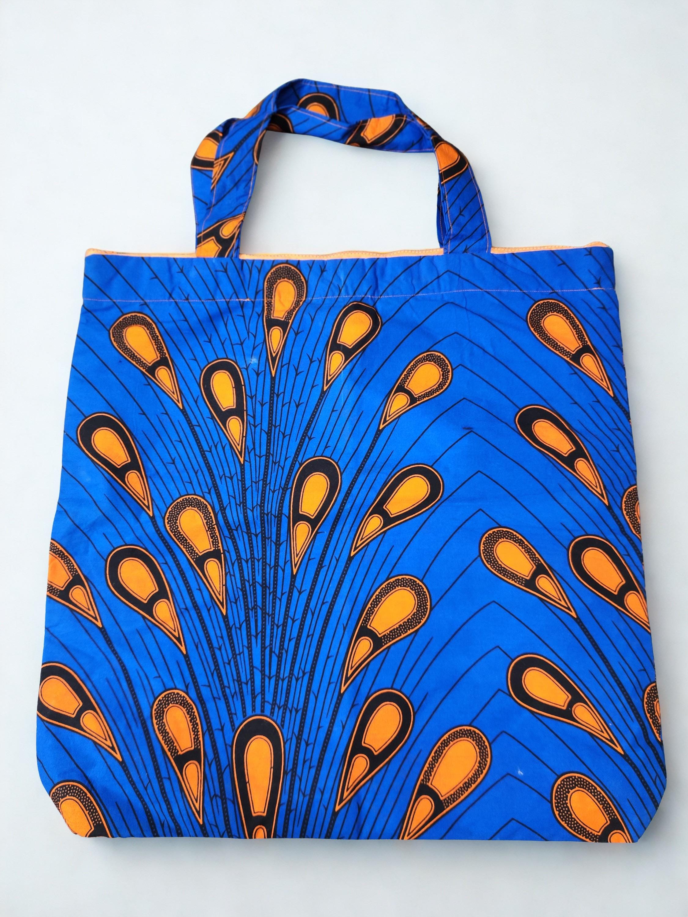 Tote bags with pocket and zipper Ankara west African fabric