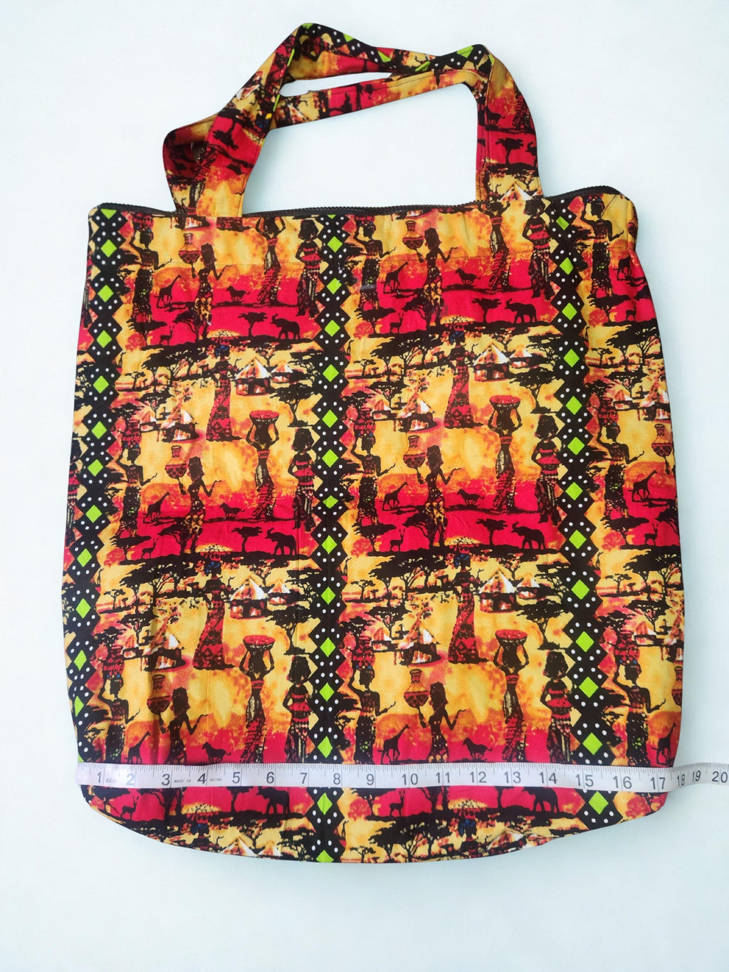 Tote bags with pocket and zipper Ankara west African fabric