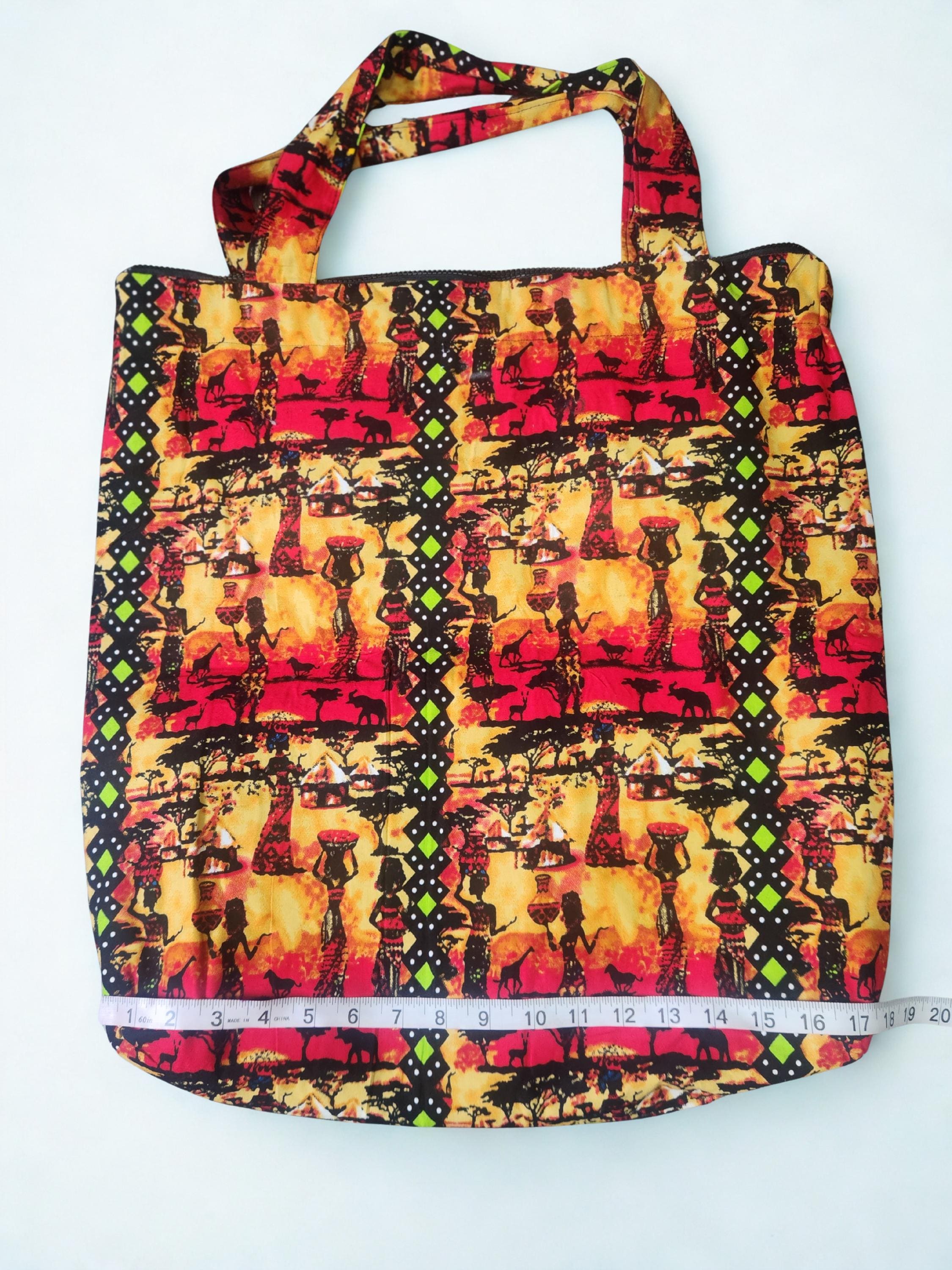 Tote bags with pocket and zipper Ankara west African fabric