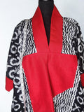 Spring Summer African print dress Adire Bubu Kaftan Kimono Labubu Red Black and white
