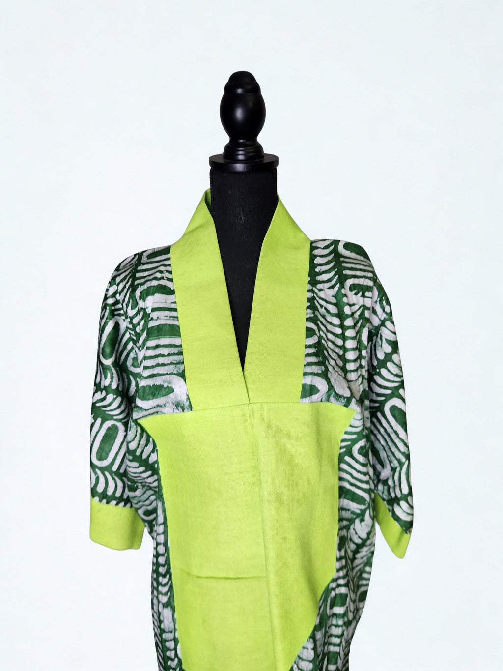 Spring Summer African print dress Adire Bubu Kaftan Kimono Labubu Green