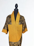 Spring Summer African print dress Adire Bubu Kaftan Kimono Labubu Brown