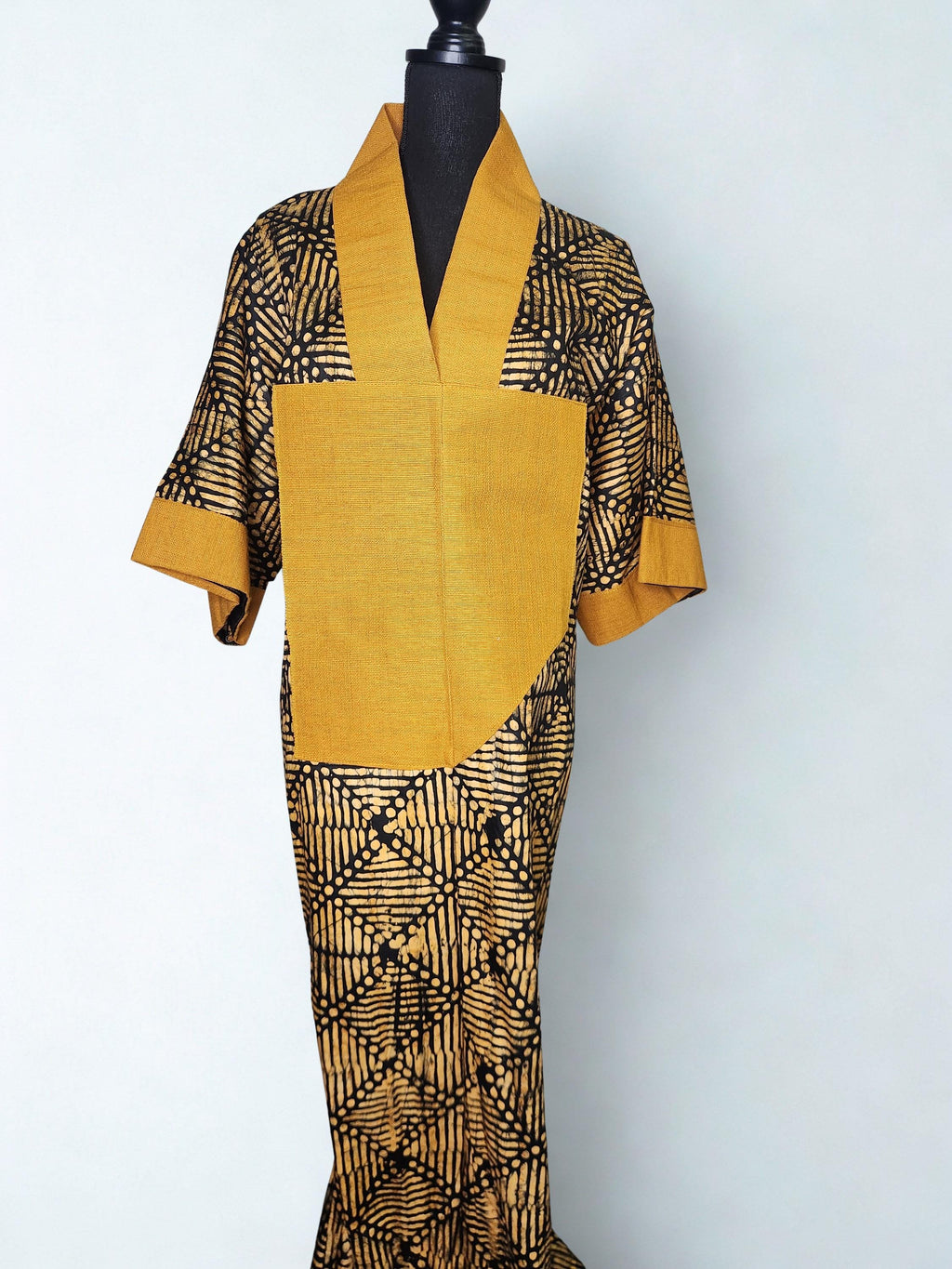 Spring Summer African print dress Adire Bubu Kaftan Kimono Labubu Brown