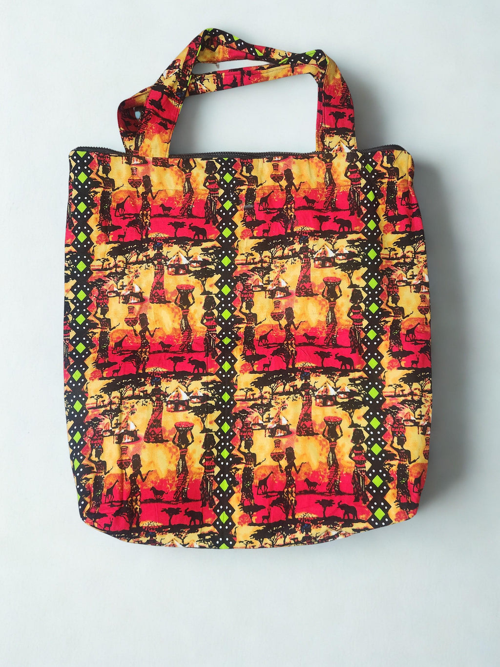 Tote bags with pocket and zipper Ankara west African fabric