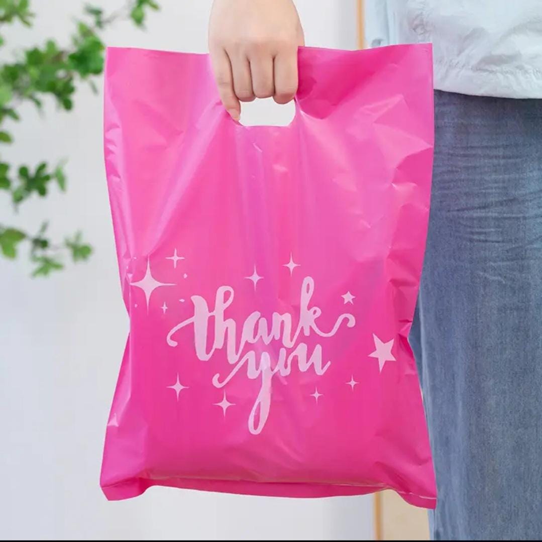 Pink Thank You Gift Bag, Party Favor Packaging, Retail Shopping Carrier