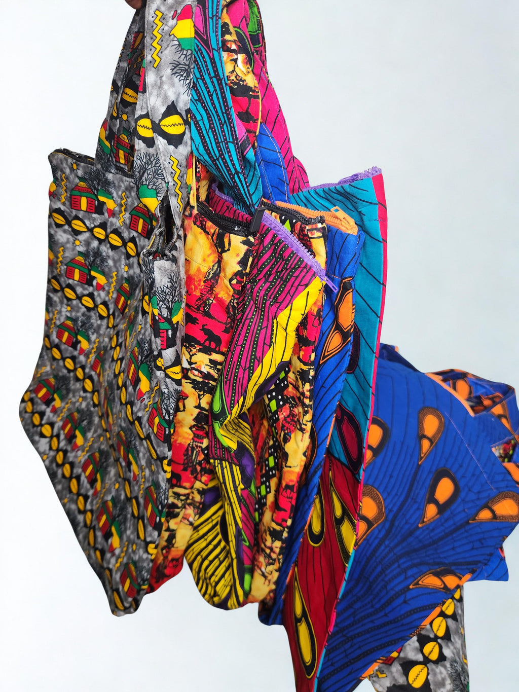 Tote bags with pocket and zipper Ankara west African fabric